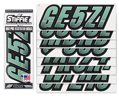 Image of STIFFIE Techtron Cozumel /Black 3 inch Boat & PWC Registration Decals • Numbers Letters Stickers
