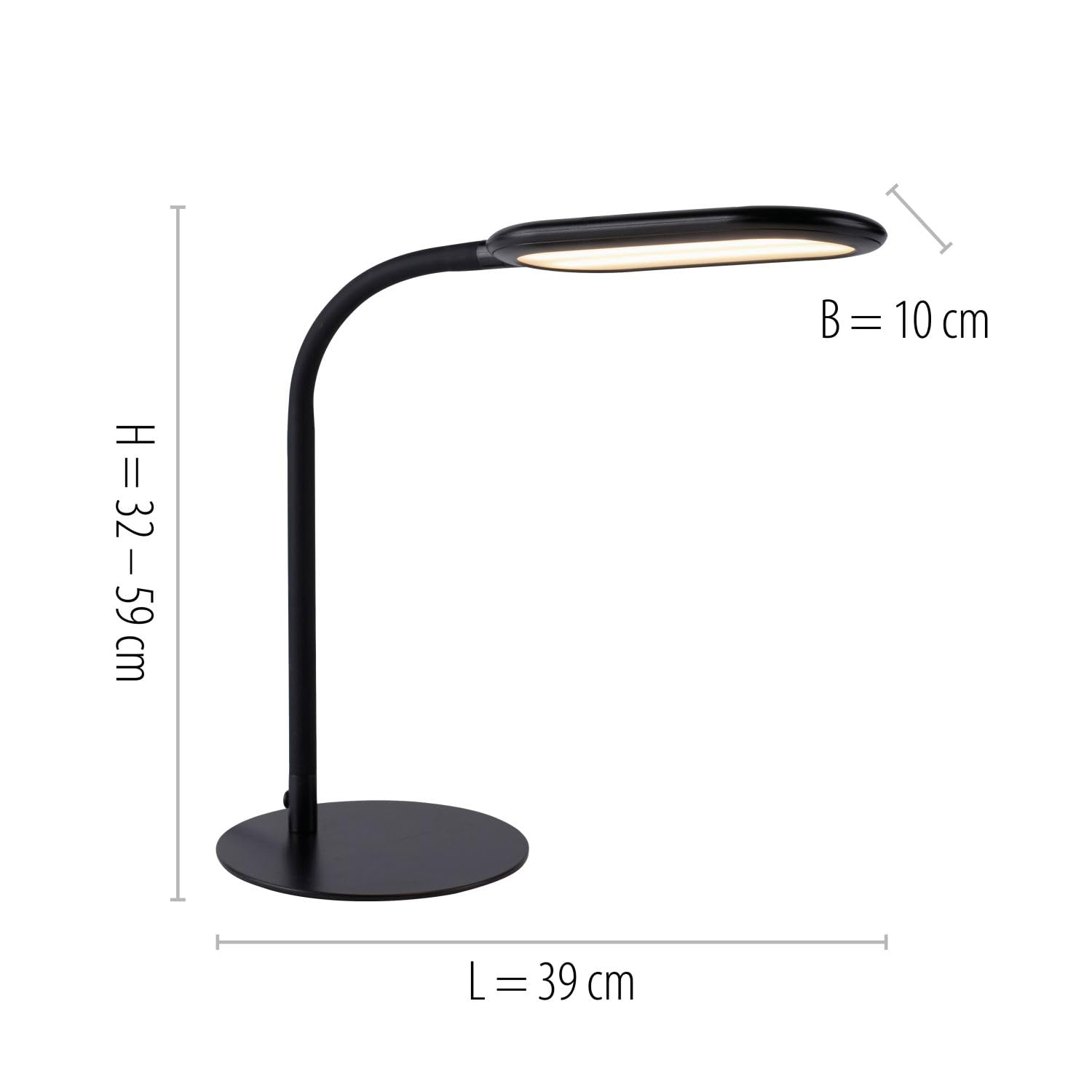 Licht-Erlebnisse LED Tischlampe Metall Schwarz Büro Schreibtisch H:59 cm 3000-6000 K 1180 lm 7 W Touch Dimmer Farbtemperaturwechsel flexible Tischleuchte Modern HESWIN