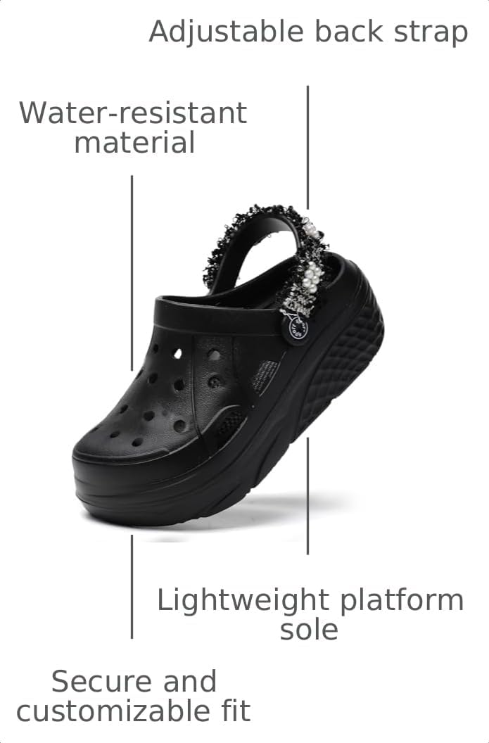 FLIOZY Women's Gardener Platform Clogs Slippers Hight Heels Mules Clog Wedge Sandals Outdoor Beach Shoes