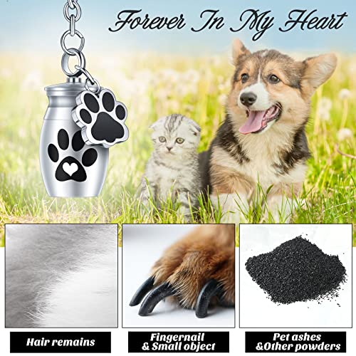 Tudomro 2 Pcs Pet Urns Keychain Dog Urns For Ashes With 2 Storage Bags For Dog Cat Ashes Small Pet Ashes Keepsake Pet Dog Cat Cremation Jewelry Pend Paw Print Memorial Urn (Cute Style) #TOP3