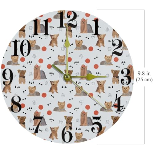 Horloge murale Yorkshire Terrier ronde et silencieuse pour la decoration de maison - 5