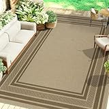 Famibay Large Indoor Outdoor Rug 200x300cm Jute Outdoor Rug for Garden Non Slip Washable Rugs for Living Room Garden Patio Backyard Bedroom Dining Room Jute Look Brown