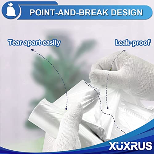 XUXRUS 10l Pedal Bin Liners 200 Counts Small Clear Plastic Bin Bags Strong Wastebasket Trash Can Bin Liners for Bathroom Toilet, Bedroom, Office,Desk,Fit 10-15ltr,Clear