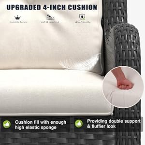 LayinSun 5 Pieces Outdoor Patio Furniture Set, Rattan Wicker Swivel Rocker Chairs Sets with Ottomans, Swivel Glider Chairs, and Coffee Table LayinSun 5 Pieces Outdoor Patio Furniture Set Rattan Wicker Swivel Rocker Chairs Sets with Ottomans Swivel Glider Chairs and Coffee Table