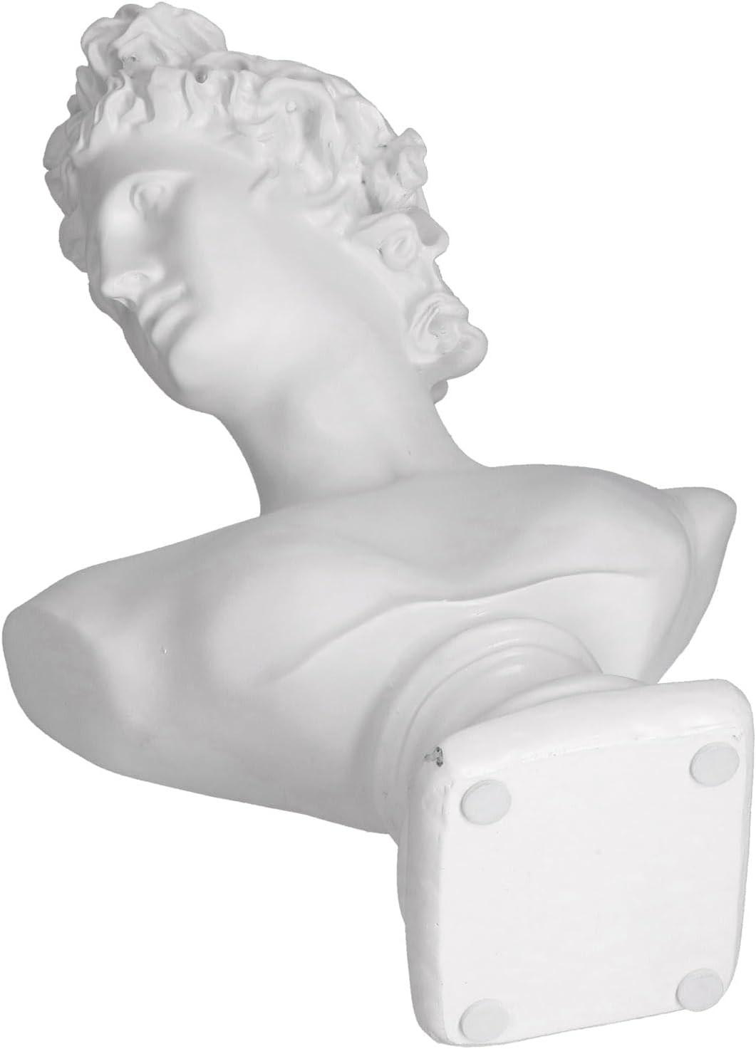 Nordic Style Character Figurine Bust Statue, Desktop Ornament Craft, Hand - Polished Resin Sculpture with Rubber Pad, Home Decoration for Living Room Office Study Shelf (BS-975 White Male David)