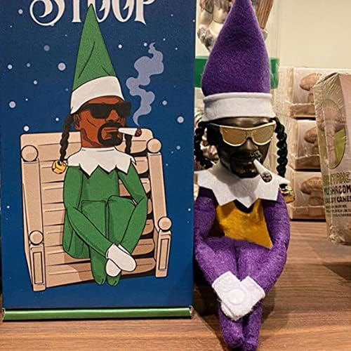 TVACHI Snoop on The Stoop Christmas Elf Doll Black Elves Felt Resin Dolls Toys Ornament (Purple C)