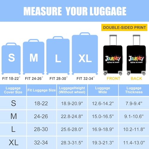 Image of Colorful Journey Luggage Cover - Elastic Space-Themed Travel Suitcase Protector with Wheels, 'Enjoying the Moment' Design,XL