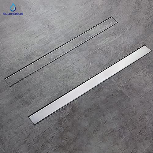 Plumbsys Duschrinne Edelstahl Länge 80cm ，2in1 Befliesbar Doppelseitige bodenablauf Komplettset，Duschablauf Siphon mit Geruchsstop und Haarsieb，Ablaufrinne extra flach，Schnelle Drainage