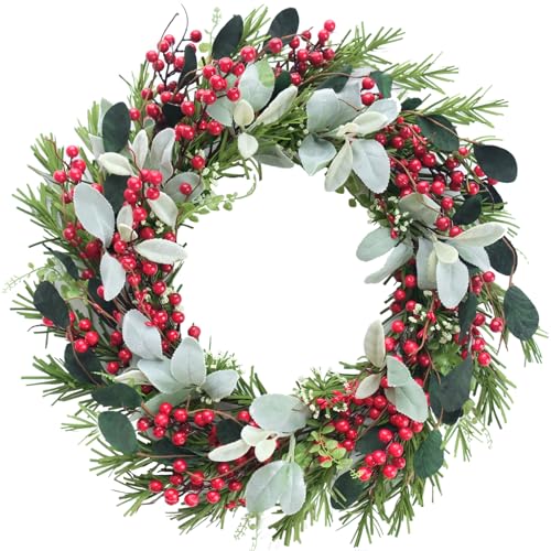 Bibelot 20 inches Christmas Wreath Red Berry Wreath Artificial Cypress