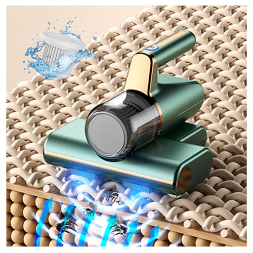 Wizvox Aspirateur à Main Anti-Acariens, éLimine 99,9% des BactéRies, AllergèNes, Acariens Aspirateurs à Main avec LumièRe UV Et Vibration Nettoyeur D'Acariens pour Matelas, CanapéS,Green