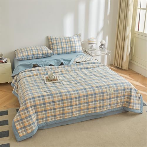 Surwin Couvre Lit Matelassé à Carreaux Bleus Moderne Réversible Dessus de Lit en Microfibre Douce Légère et Respirante Courtepointe Boutis Couvre Lit...