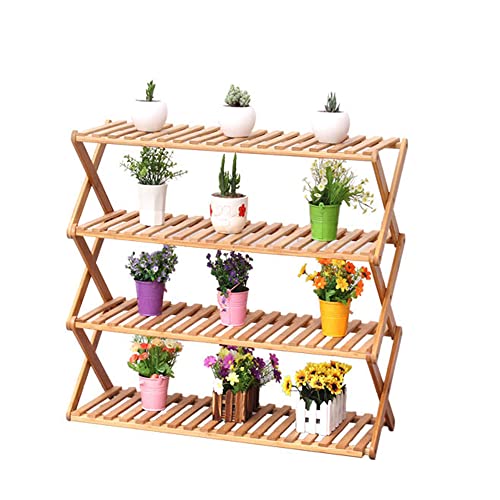 Suwuyue Bamboo Shoe Rack 4 Tier Multifunctional Free Standing Shoe Shelf Foldable Shoe Rack Entryway Storage Organizer For Hallway Bathroom Living Room Bedroom, Balcony #TOP6