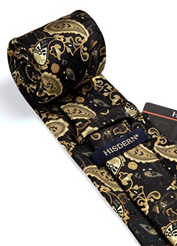 Image of HISDERN Ties for Men Paisley Tie and Pocket Square Woven Classic Floral Mens Ties Handkerchief Set Wedding Party Necktie
