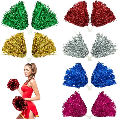 Leikurvo Lot de 12 pompons de pom-pom girl, pompons, pompons, pom-pom girl, pour événements sportifs, jeux de balle, danse, carnaval (6 couleurs)