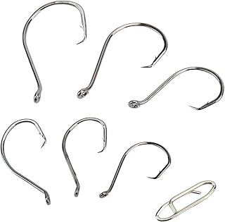 OUKENS Fishing Hook, 7384 Octopus Circle Fishing Hooks, High Carbon Steel with Barb,Tackle Box for for Bass Trout Saltwater Freshwater Fishing Tackle Accessories
