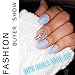 Fstrend 24Pcs False Nails Matte Full Cover Medium Ballerina Coffin Natural Blue Acrylic Fake Nails Punk Christmas Party Prom Clip on Nail for Women and Girls