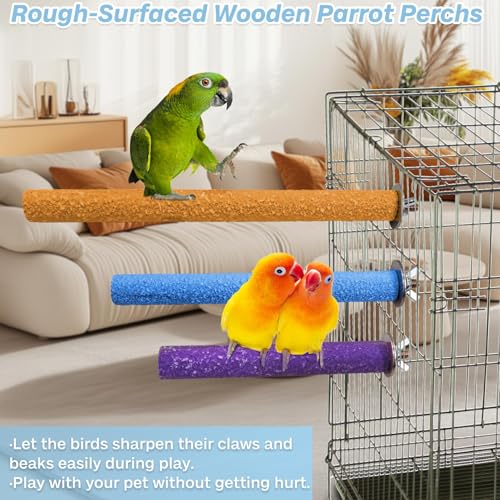Image of PIVBY Bird Perches for Cage Colorful Parrot Stand Toy Platform Paw Grinding Stick for Small Medium-Sized Bird Parakeet Cockatiel Conure Budgies Lovebird Canary Colors Vary Pack of 3