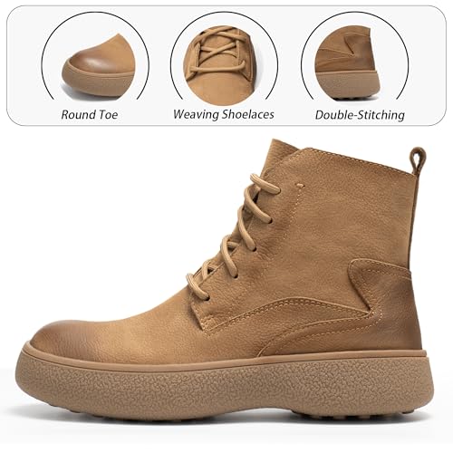 Image of Men's Business Casual Ankle Boots, Stylish Lace-Up Leather Dress Boots for Office and Daily Commute
