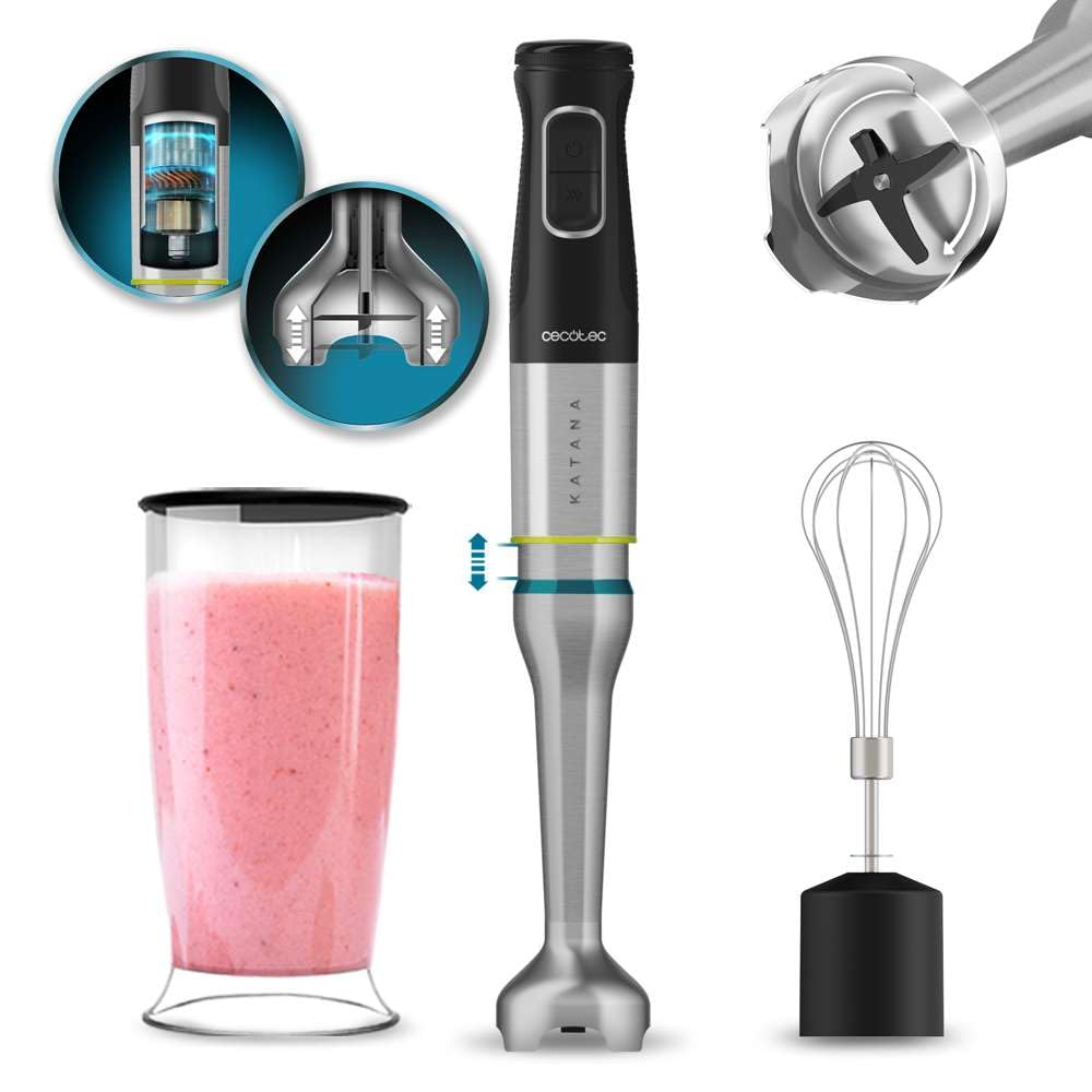 Cecotec Batidora de mano Power TitanBlack 1500 XL TotalMix. Potencia 1500 W, Cuchillas 4 hojas con recubrimiento titanio, Pie XL, Campana antisalpicaduras, Velocidad ajustable, Función Turbo — view 20