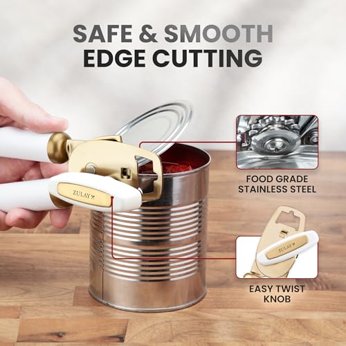 Image of Zulay Kitchen Manual Can Opener Heavy Duty Patented Stainless Steel, Gold