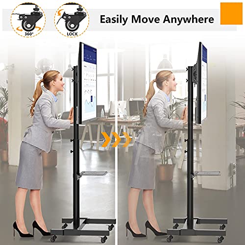 5Rcom Large Rolling Tv Cart Portable Stand For 32-70 Inch Flat Screens With Wheels And Tilt Mount, Height Adjustable Floor Tv Stand With Laptop Shelf, Mobile Tv Media Stand Display Trolley #TOP4