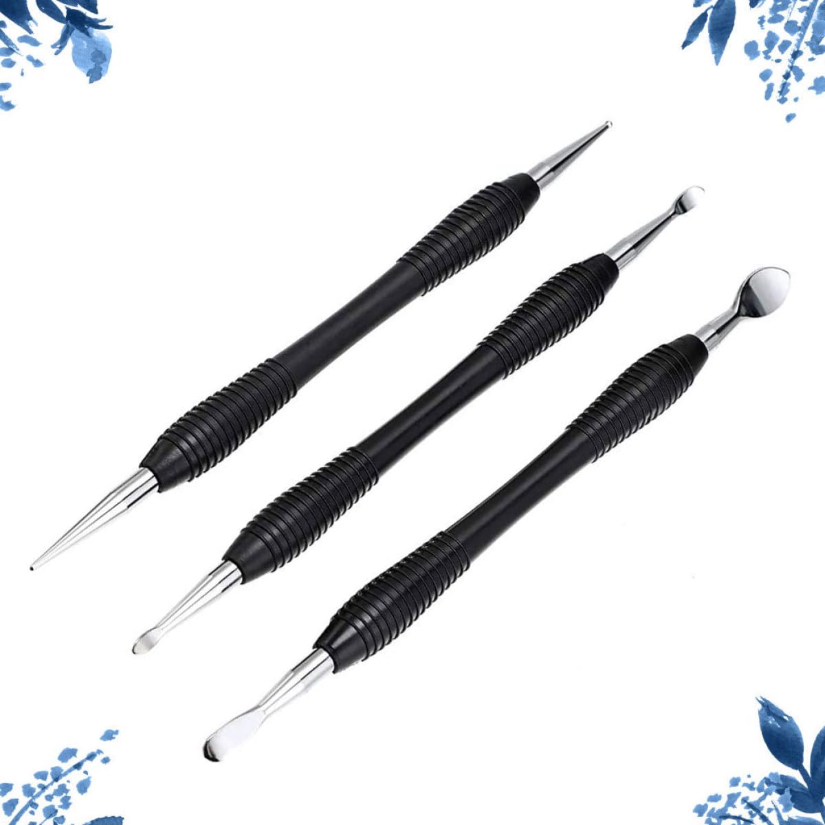 Healvian Set 3 Utensili per Intaglio Pelle in Acciaio al Carbonio Bulino Artigianale Testa Conica e Ganci Strumenti per Incisioni e Timbri Adatti per Lavorazione Fai da Te e Accessori