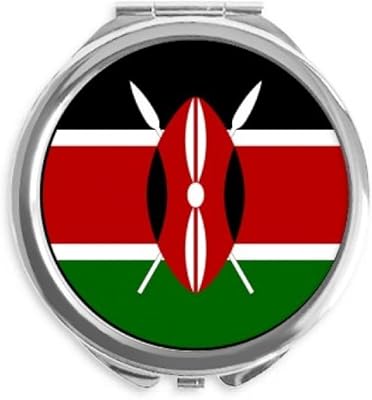 Kenya Africa National Emblem Hand Compact Mirror Round Portable Pocket Glass