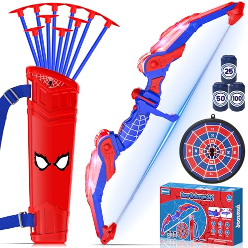 Joozmui Bow and Arrow Set Kids with LED Lighting, Boys Toys Age 3 4 5 6 7 8 9 10 11 12, Kids Garden Toys for 3-12 Year Old Boys Including Bow, Quiver, 10 Arrows, Hanging Target and 3 Score Targets - Image 2