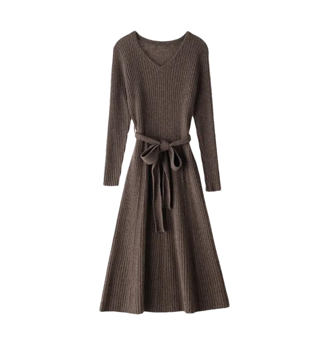 Winter Women Cashmere Thicken Sweater Dress Warm Basic Knit Pullover Slim Casual Dresses Elasticity