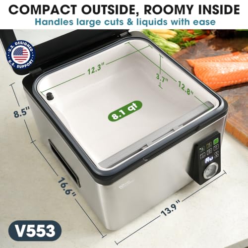Image of Vesta Precision 12 inch Chamber Vacuum Sealer, Smart Auto Vacuum Time, Easy-to-Clean System, Commercial-Grade Pump, Deep Chamber for Liquids, Meats, Mason Jars & Sous Vide, V553