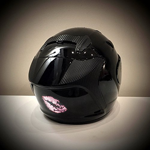 Customtaylor33 High Intensity Reflective Vinyl Death Kiss Skull Crossbones Lips Decal Bumper Sticker - Cars, Motorcycles, Helmets, Wind Screens, Laptops, Cellphones, (Se Pink, 3 Inch Wide, Pair) #TOP2
