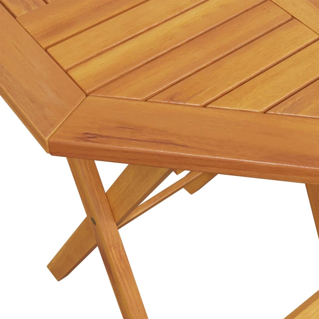Tavolo da giardino pieghevole in legno massiccio di acacia, diametro 60 x 75 cm, tavolo da terrazza con effetto a doghe, tavolino salvaspazio per balcone, giardino e campeggio