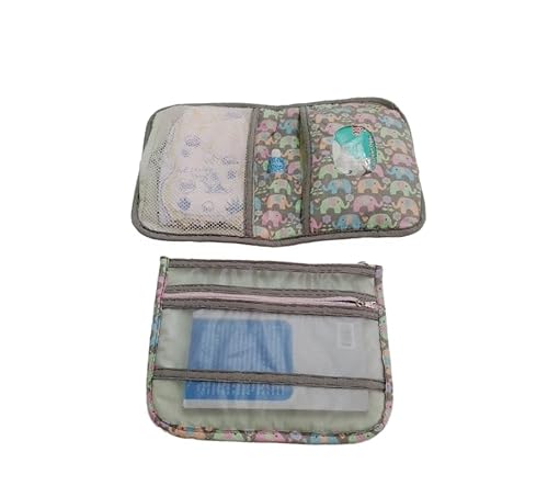 Kit Porta Fraldas + Pastinha Cardeneta de Vacinação (Elefantes Coloridos)
