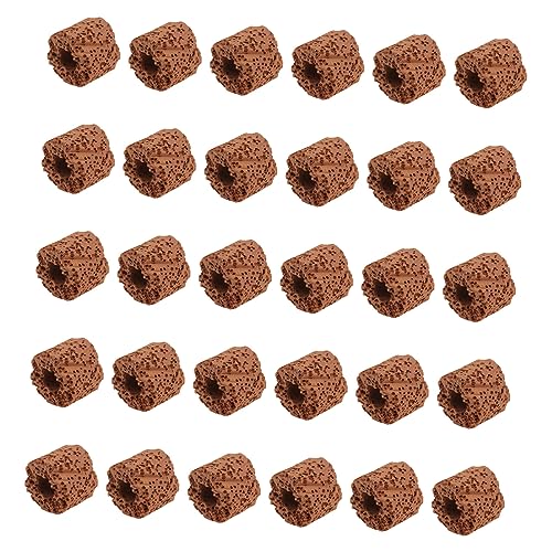 ノーブランド品 30個 水草リング 水族館 プール ガゼボ バスケット ネット 観賞用植物の根タブ 水フィルターメディア 池 観葉植物ホルダー 魚 陶器の重力リング 重さ Pottery. 赤