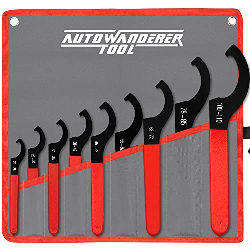 Autowanderer Tool 9Pcs Coilover Spanner Wrench Set, Adjustable Shock Wrench Universal Carbon Steel Spanners For Most Coil Over Shock Adjustments #TOP1