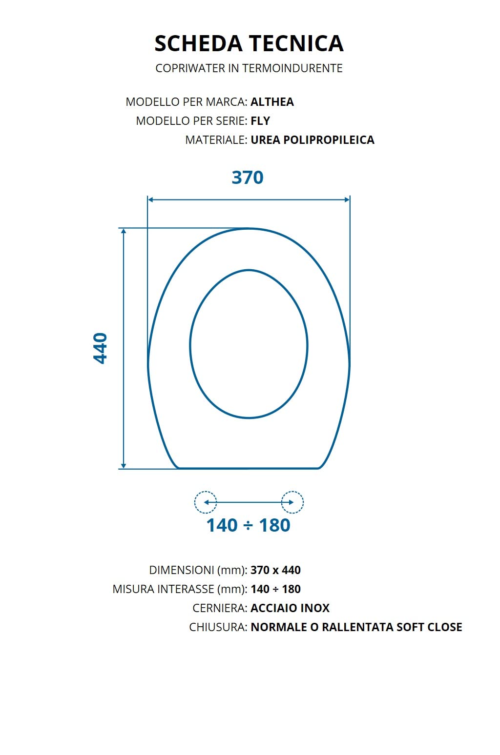 Copriwater per ALTHEA FLY AVVOLGENTE TERMOINDURENTE BIANCO cerniera inox