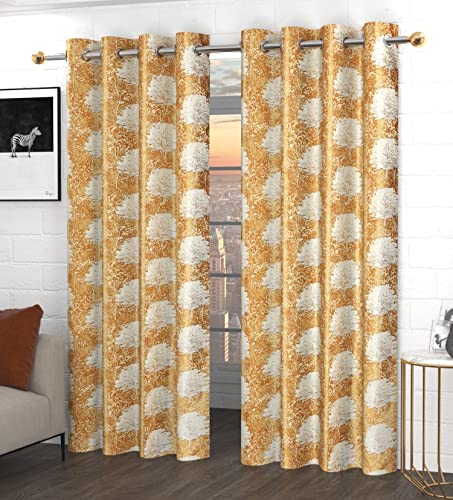 Image of Polyester Curtains 8 Feet Long Set of 2 for Door (Golden 4 ft x 8 ft)