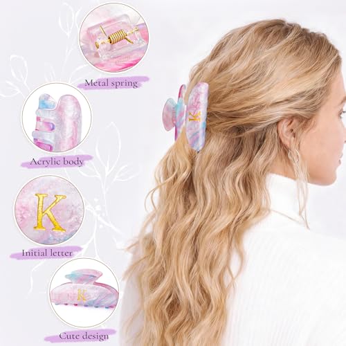 Image of Initial Hair Clips Personalized Hair Claws - Monogram Hair Claw Large Hair Clip,Fashion Glitter Claw Clips Hair Accessory - Lavender,I