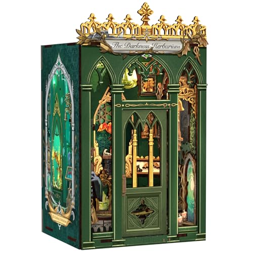 Image of CUTEBEE Book Nook Kit - DIY Miniature House Magic Dollhouse Kit for Adults, Booknook Tiny House Bookshelf Decor 3D Wooden Puzzle, Gifts for Family, Friends (The Darkness Herbarium)
