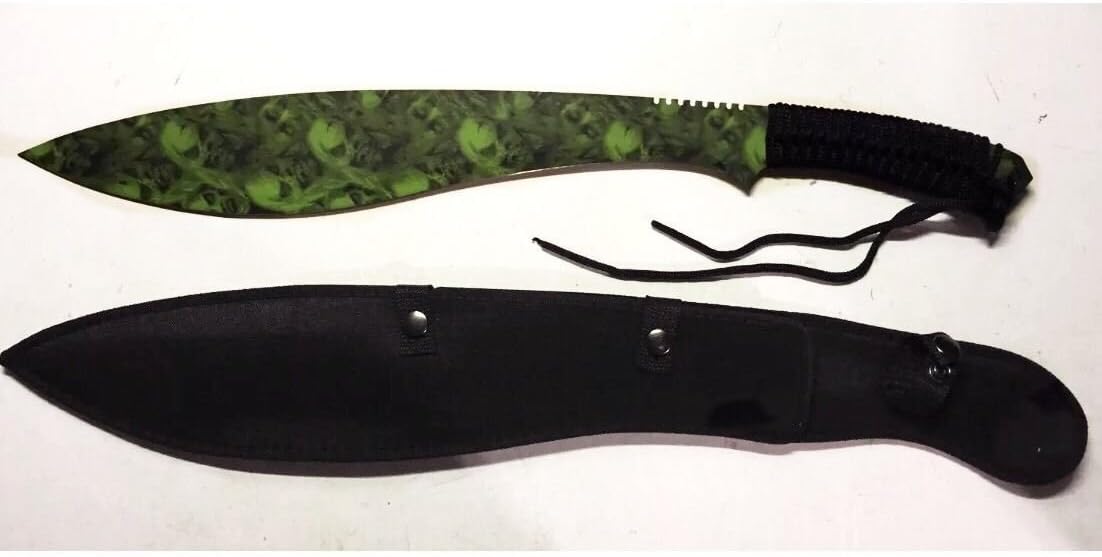 23" Overall Green Zombie Killer Design Machete with Nylon Case ZMB 0446-gn
