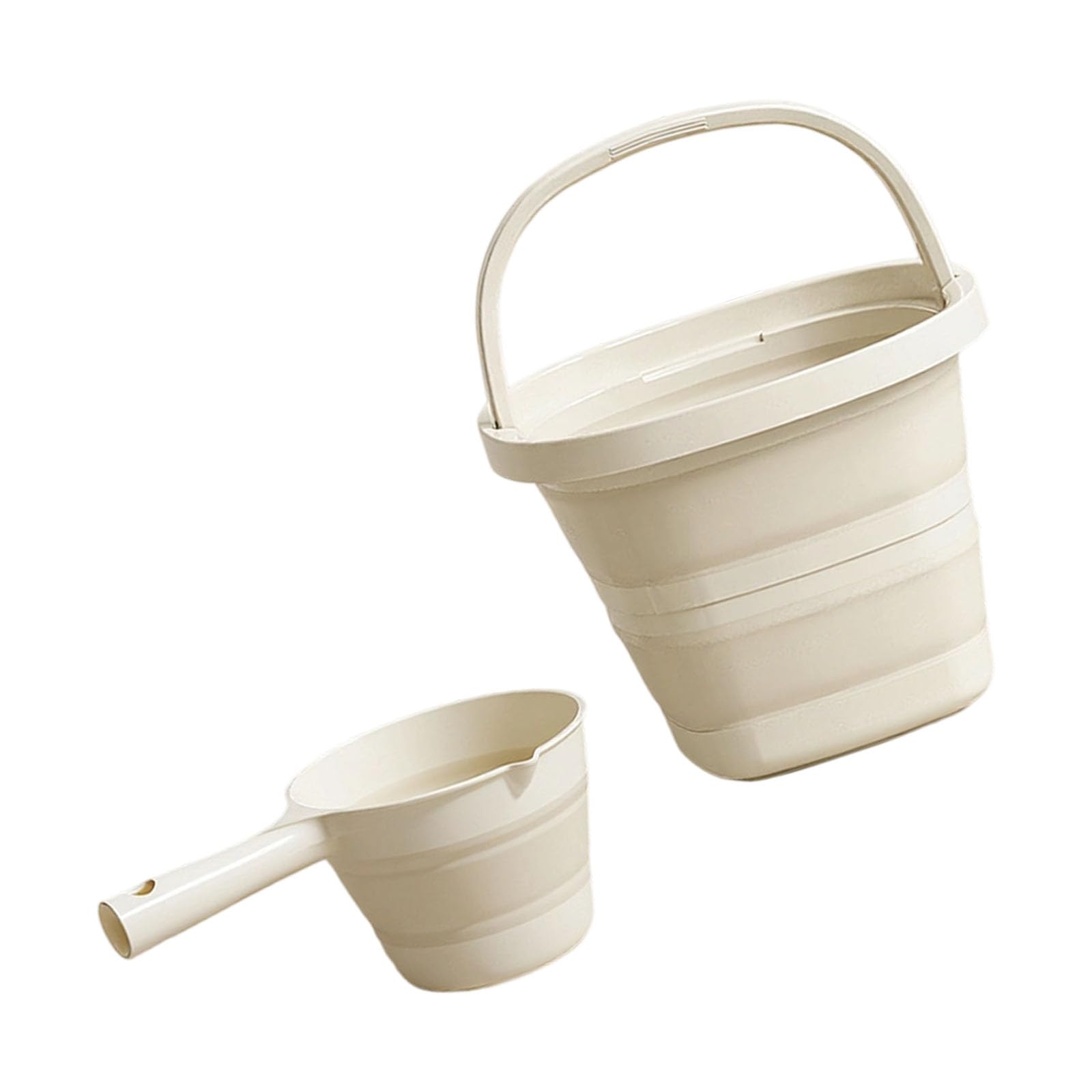 Jazuaiao Creamy Multipurpose Foldable Water Bucket & Set, Lightweight Compact Storage For Hiking, Kitchen, Garden, Car Foldable Water Container