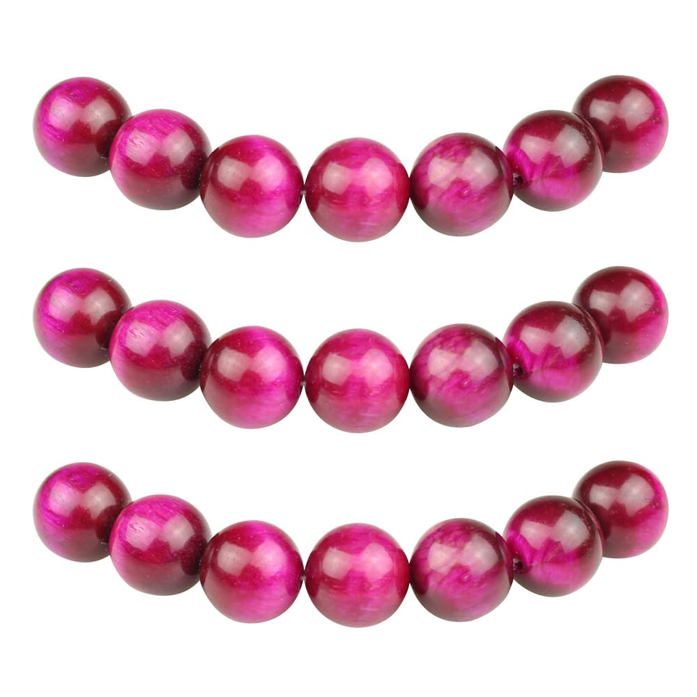 MJDCBRound Stone Beads 8mm Rose Red Tiger Eye Stone Loose Gemstone Beads for Jewelry Making Bracelet Necklace 43pcs