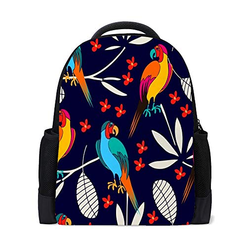 Sac à dos homme femme imprimé oiseaux exotiques avec double zip