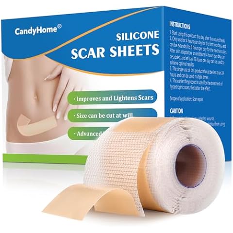 Silicone Scar Sheets, Medical Grade Silicone Scar Tape, Reusable Scar Removal Strips for Surgical Scars, C-Section, Keloid, Tummy Tuck, Burn, Acne, Surgery Scars Treatment Cover