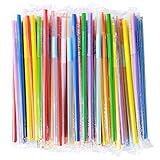 200 Pcs 10.2 Inch Colorful Flexible Drinking Straws, Individual Package Disposable Plastic Fancy Str