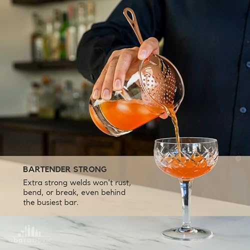 A Bar Above Julep Strainer – Copper Bar Strainer –Cocktail Strainer For Standard Cocktail Mixing Glass Or Cocktail Shaker – Stainless Steel Strainer For Commercial Or Home Bar– Essential Bar Tools #TOP5