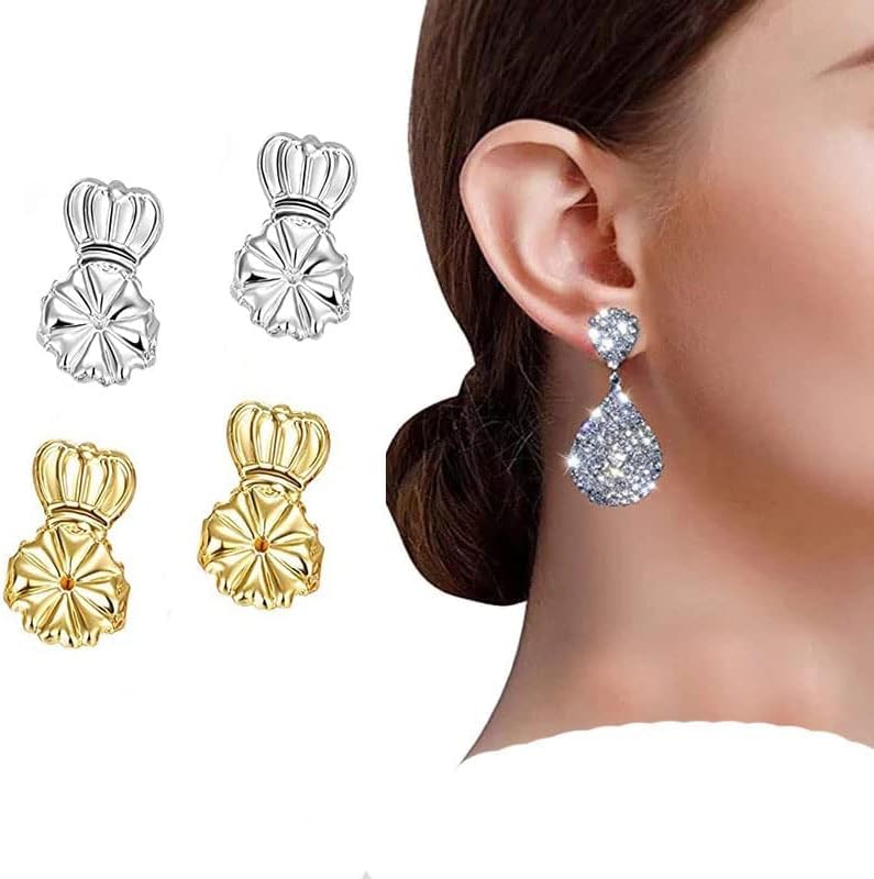 Calyrex Earring Lifters Backs, 2 Pairs Secure Earring Backs for Droopy Ears, Hypoallergenic Adjustable Magic Earring Backs Tiara Earring Backs for Heavy Earring (1Gold, 1Silver) (B0CX5KS3JY) Amazon Price History, Amazon Price Tracker