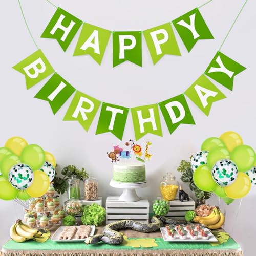 Image of Happy Birthday Banner Party Banner NO DIY Birthday Sign Green