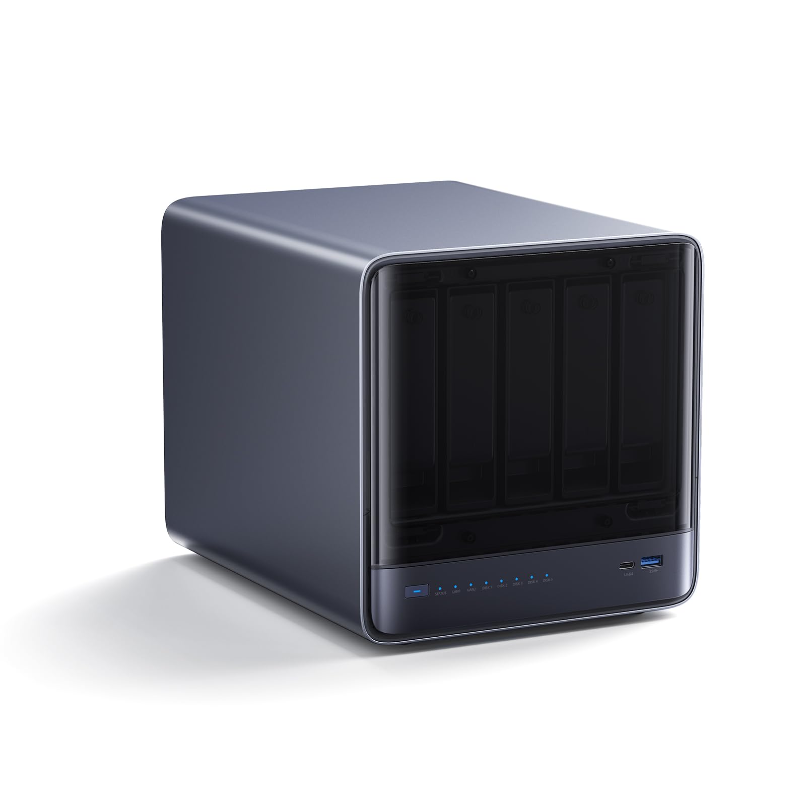 MINISFORUM 5 baies de stockage réseau NAS N5 Pro P370, processeur AMD Ryzen AI 9 HX PRO 370 (12C/24T, jusqu'à 5,1 GHz), stockage en nuage, 16 Go DDR5, 128 Go SSD, 1 x 10 Go, 1 x 5 Go, 3 emplacements M