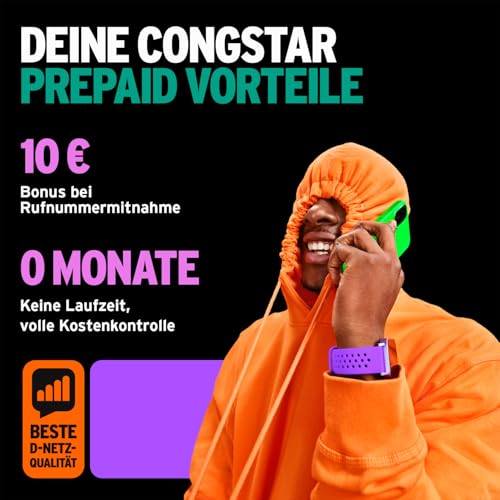 Nahaufnahme der perforierten congstar SIM-Karte - Detailansicht von congstar ALLNET S 5GB Prepaid Deal – Dealfoxx.de